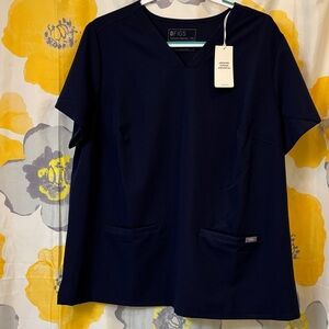 Figs Navy V-Neck Scrub Top